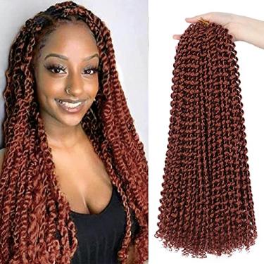 Imagem de Passion Twist Hair 45,7 cm, cabelo de crochê ondulado para mulheres, 8 pacotes com 8 extensões de cabelo sintético encaracolado sintético boêmio vermelho cobre (45 cm, nº 350)