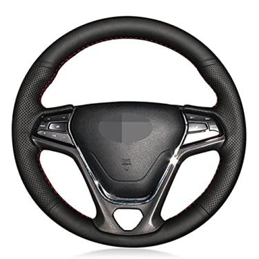 Imagem de Capa de volante de couro confortável antiderrapante costurada à mão preta, apto para Chery Arrizo 5 5e 2016 a 2018 Tiggo 3X 3xe 2016 a 2018 eQ1 2017 2018