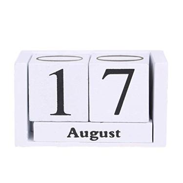 Imagem de Langugu Shabby Chique Vintage Criativo Madeira Cubos Diariamente Perpétua Desktop Calendário Sala de estar Decoração Casa Escritório Móveis DIY Agenda Anual Calendário Ornamentos de Lojas, Bird