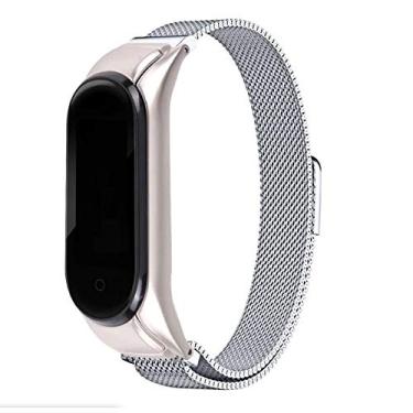 Imagem de Pulseira Milanese Metal Fecho Imâ Compatível Xiaomi Mi Band 5 (Prata)