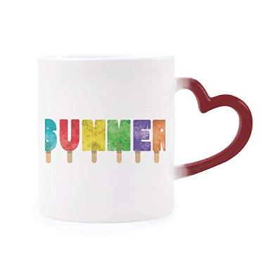Imagem de Caneca de verão inglesa de picolé, sorvete sensível ao calor, caneca de grés que muda de cor vermelha