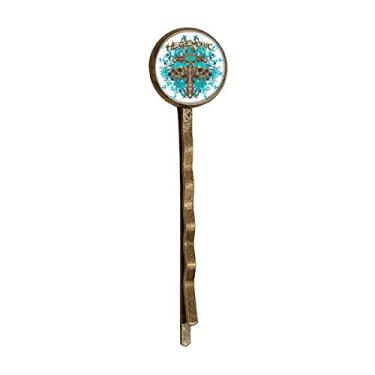 Imagem de Graffiti Street Blue Black Skull Retro Metal Hair Bobby Pin Headwear