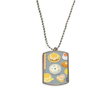 Imagem de DIYthinker Colar com pingente de corrente de aço inoxidável para cães Hong Kong Culinária Local