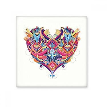 Imagem de Baralho de coração padrão geométrico azulejo de cerâmica brilhante decalque vitrificado pedra adornada