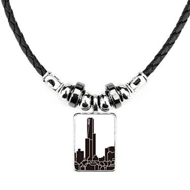 Imagem de DIYthinker Colar com contorno dos arranha-céus da cidade da Austrália, joia com pingente de corda de couro