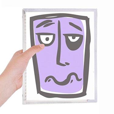 Imagem de Caderno feliz com desenho de rosto abstrato sorridente com folhas soltas diário recarregável artigos de papelaria