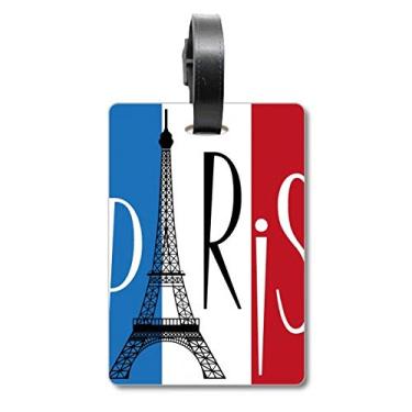 Imagem de Bandeira nacional da França Torre Eiffel Paris Bolsa de mala Etiqueta Etiqueta para cartão de bagagem