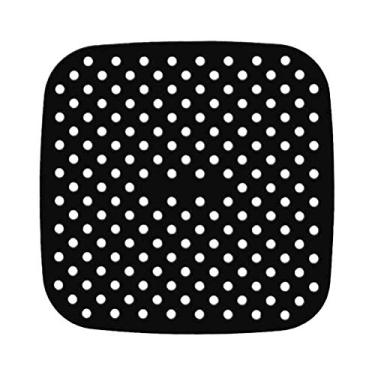 Imagem de Forros reutilizáveis para fritadeira de ar, 21 cm antiaderentes de silicone para fritadeira a ar acessórios quadrados, orifícios para circulação de ar, tapete perfurado para cesto de vaporização