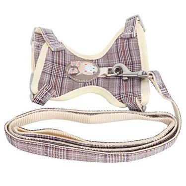 Imagem de FastUU Coleira para animais de estimação, colete para gatos (xadrez marrom, 1,0 cm (adequado para 3-7 kg))