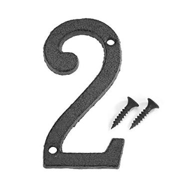 Imagem de Placa de casa flutuante 3D de 8 cm, placa de metal retrô, números árabes digitais, placa de porta de ferro fundido, decoração criativa de pátio, preta, antiferrugem, durável