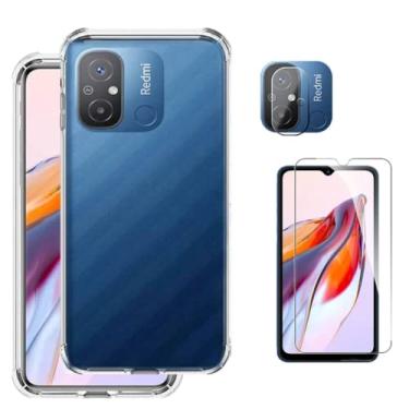 Imagem de Capa Capinha Anti Impacto + Película de Cerâmica 9D + Película Câmera Compatível Com Xiaomi Redmi 12c - (Hard Glass Store)