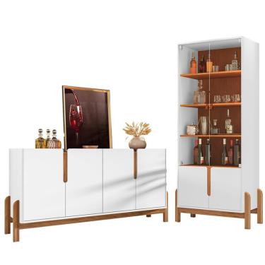 Imagem de Cristaleira 050519 E Buffet 050518 Para Sala Branco Cedro Dcasa Branco Cedro
