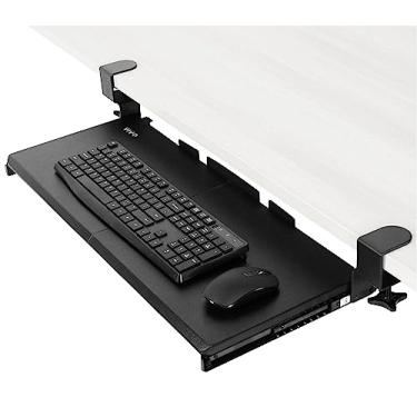 Imagem de VIVO Bandeja grande para teclado embaixo da mesa com sistema de montagem de grampo C extra resistente, 27 (33 incluindo grampos) x 28 cm plataforma deslizante gaveta de computador para digitação, preta, MONT-KB05E