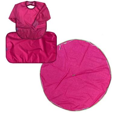 Imagem de Kit Tapete BLW + Babador Manga Longa + Extensor cobre pernas (ROSA PINK)