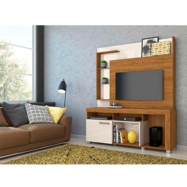 Imagem de Estante Home Theater Ícaro Para TV até 50 Polegadas 1 Porta Cor Naturale e Off White - Madetec Móveis