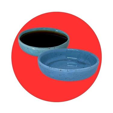 Imagem de Kit 30 Molheira Porta Shoyu Tigela 110mL Sushi Nozoki Azul Mesclado 10cm
