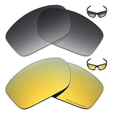 Imagem de Mryok+ 2 pares de lentes polarizadas de substituição para óculos de sol Oakley Valve New 2014 – Cinza dégradé Tint/Ouro 24K