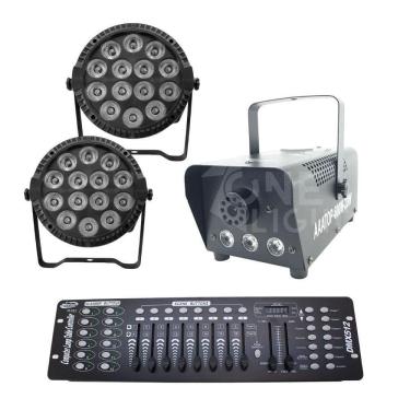 Imagem de Kit 2 Par Led Slim + Máquina De Fumaça 600W + Mesa Dmx 512