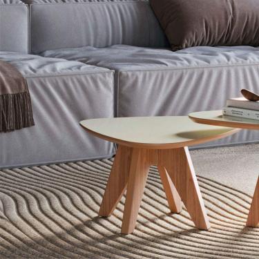 Imagem de Mesa de Centro Orgânica 65cm Dalla Costa Off White/Freijó