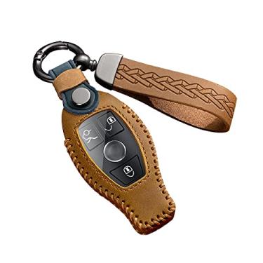 Imagem de ontto Porta-chaves com chaveiro couro couro bolsa de chave transparente para chave apto para Mercedes-Benz A B C E G R S M Class CLA CLS GLA preto