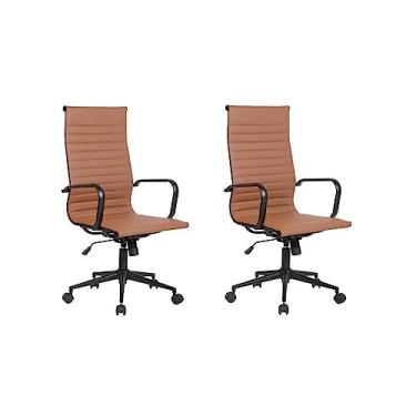 Imagem de Conjunto 2 Cadeiras de Escritório Presidente Sevilha Alta com Base Office Rivatti Marrom Escuro