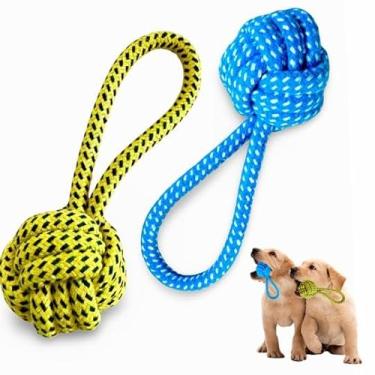Imagem de Brinquedo Cachorro Pet Cães Corda Pequena com puxador Mordedor Pet Cães Cachorros Shitzu Pinscher Lhasa Yorkshire Chihuahua Pug Spitz Lulu da Pomerânia Raças pequenas e filhotes (Azul 19 cm)