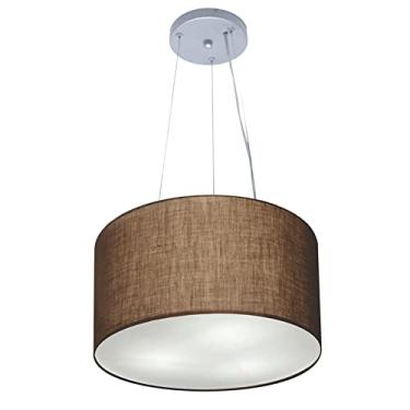 Imagem de Lustre Pendente Cilíndrico Cúpula Tecido 40x25 cm, Vivare Iluminação, Pendente4182 LC, Café, Médio