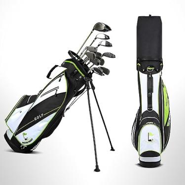 Imagem de LuusMm Bolsa leve para suporte de golfe, camiseta de golfe masculina e feminina, bolsa de pé, 14 compartimentos para putter / bolsos de armazenamento/alças duplas de ombro, B