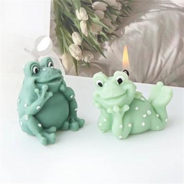 Imagem de 3d diy dos desenhos animados silicone sapo vela molde animal aromaterapia gesso moldes de resina ornamentos para casa moldes de velas para fazer velas (Color : Sleeping frog mold)