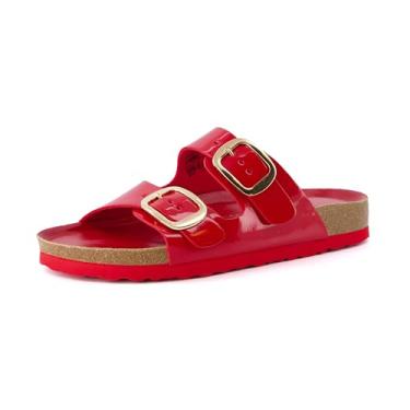 Imagem de CUSHIONAIRE Women's Lang Cork footbed Sandal with +Comfort, Wide Widths Available, Red Patent 7