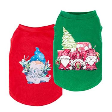 Imagem de 2 camisetas natalinas para cães – camiseta regata leve para cachorro (GG, verde + vermelho)