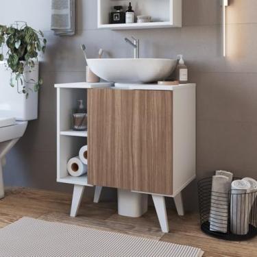 Imagem de Gabinete para Banheiro de Coluna 01 Porta Slim Branco/Montana