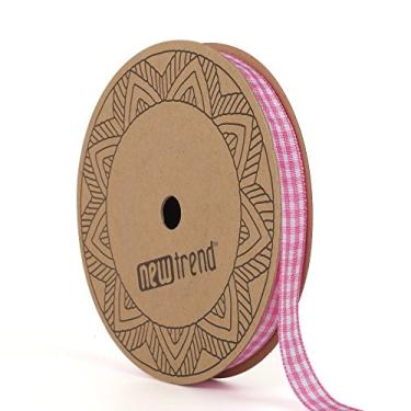 Imagem de (1cm , rosa) - NewTrend Gingham Ribbon 25 Jardas Cada Rolo 100% Poliester Borda Tecida (1cm , Rosa)