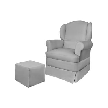 Imagem de Poltrona Amamentação Balanço + Puff Sabrina Veludo Cinza