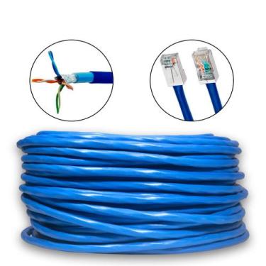 Imagem de Cabo De Rede 100% Cobre 50 Metros Cat6 Azul Área Externa Dupla Capa Bl