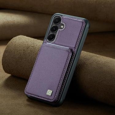 Imagem de Capa de couro carteira de cartões verticais para Samsung Galaxy S24 Ultra S23 FE S21 S22 Plus A15 A25 A35 A55 Capa com suporte magnético, roxa, para Sumsung A15