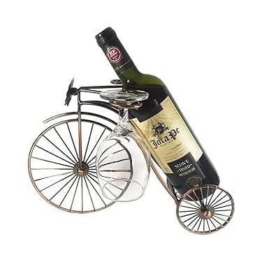 Imagem de Suporte Para Vinho Decorativo Adega De Mesa Bike Porta Garrafa e Suporte para Taças Bicicleta Premium