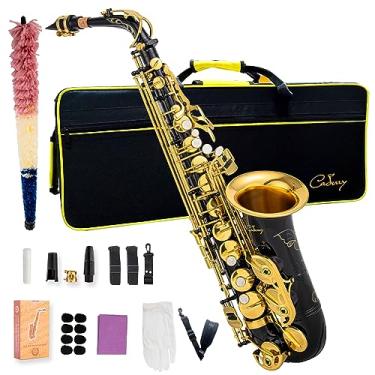 Imagem de Cadway Saxofone Alto Eb iniciante Saxofone inclui escova de lona mala luva apito peça cortiça gesso lenço pano alça de pescoço e outros acessórios (ouro preto)