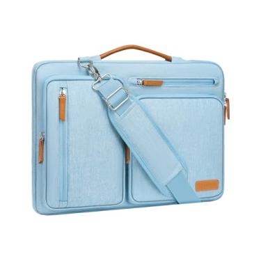 Imagem de MOSISO Bolsa de ombro protetora 360 para laptop, bolsa para computador de 13 a 13,3 polegadas compatível com MacBook, HP, Dell, Lenovo, Asus Notebook, bolsa carteiro aberta lateral com 4 bolsos e alça