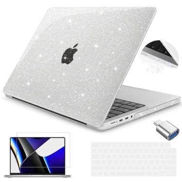 Imagem de Teryeefi Capa mais recente para MacBook Pro de 14 polegadas versão 2021 modelo A2442, capa de plástico rígido com película de teclado e protetor de tela compatível com capa de MacBook de 14 polegadas M1 Pro/M1 MAX, brilhante transparente