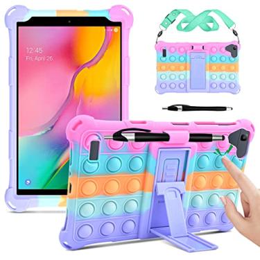 Imagem de DETUOSI Capa de silicone para Samsung Galaxy Tab A 8.0 2019 sem modelo S Pen (SM-T290/T295/T297), capa protetora leve com alça para Samsung Galaxy Tab A 20.3 cm 2019, rosa deslumbrante