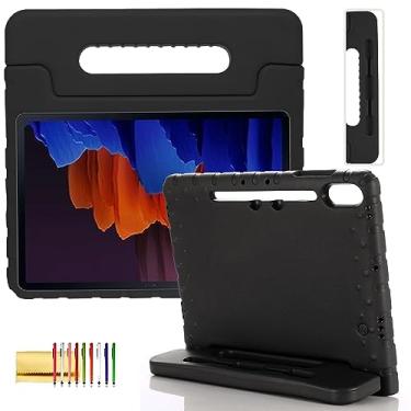 Imagem de Capa infantil para Samsung Galaxy Tab S8+/S7 FE/S7+ de 12,4 polegadas com suporte para caneta, alça Techcircle com suporte leve, espuma EVA, amortecedor, proteção robusta contra quedas, capa à prova