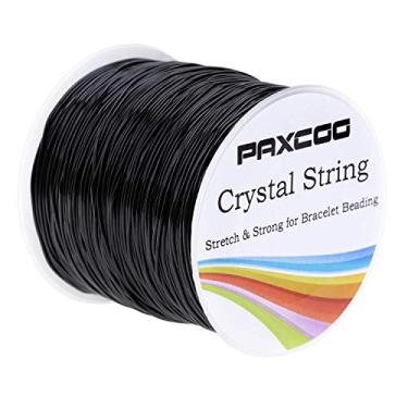 Imagem de Paxcoo Cordão elástico para pulseiras, cordão elástico preto de 0,8 mm, fio de joias para pulseiras, colares, miçangas e fabricação de joias
