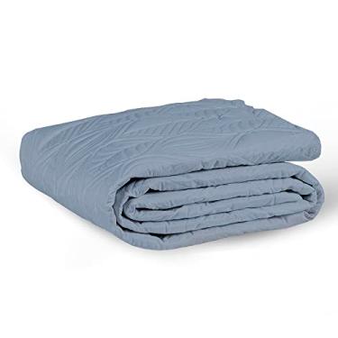 Imagem de Colcha de Cama Cobre Leito Casal Queen Size 160 Fios Matelado Tropical (Azul)