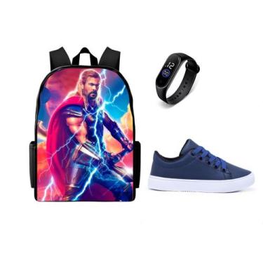 Imagem de Mochila Masculina Escolar Top Mais Tenis E Relogio Top Novidade - Kaut