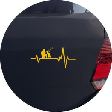 Imagem de Adesivo de Carro Pai e Filho Pescando Batimento Pescaria - Cor Amarelo
