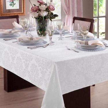 Imagem de Toalha de Mesa Jacquard Admirare 8 Lugares Quadrada Branca