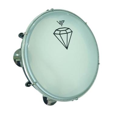 Imagem de Pandeiro Vip 10 Pele Leitosa Diamante Abs Platinelas Inox br - VIP Per
