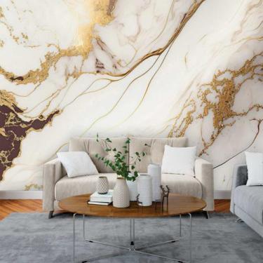 Imagem de Papel de Parede Painel 3D Mármore Branco 3M Brilho Viníl  Revestimento