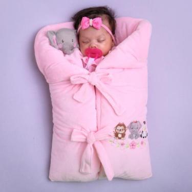 Imagem de Saida De Maternidade Bebê Com Porta + Naninha - Menina - Frio - Pronta